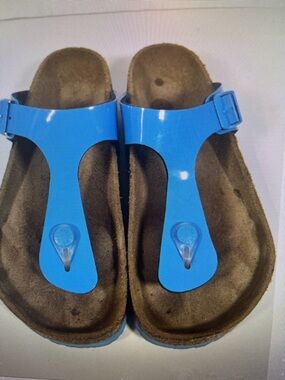 Birkenstock Gizeh Patent Sky Blue Birko Flor Patent Nar Size 37